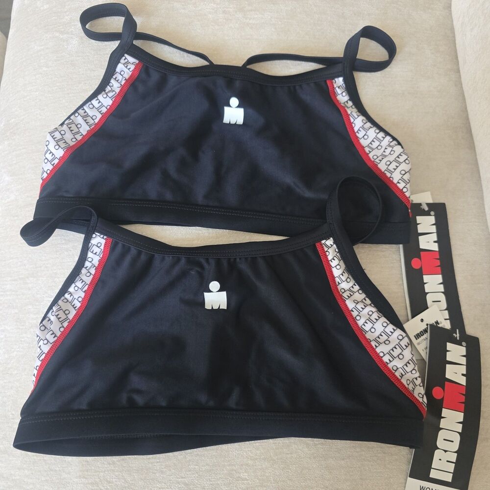 Ironman Women’s Black/red Logo Thin Strap Triathlon Tri Top Sz XL New